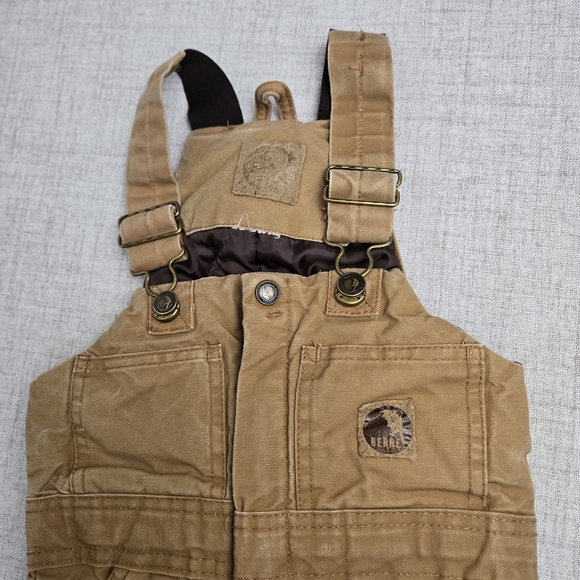 Berne Toddler Quilt Lined Insulated Duck Bib Overalls Brown Size 4T - Picture 2 of 9